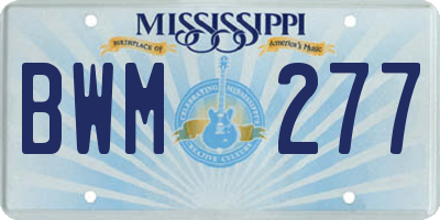 MS license plate BWM277