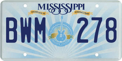 MS license plate BWM278