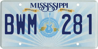MS license plate BWM281