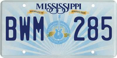 MS license plate BWM285