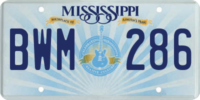 MS license plate BWM286