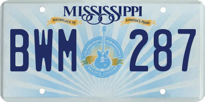 MS license plate BWM287