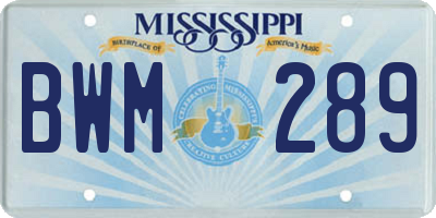 MS license plate BWM289