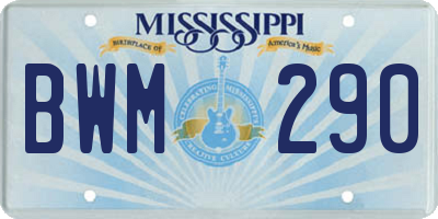 MS license plate BWM290