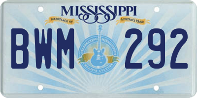 MS license plate BWM292