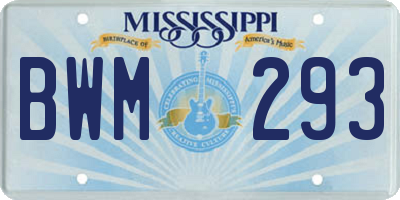 MS license plate BWM293