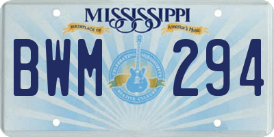 MS license plate BWM294