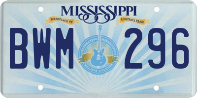 MS license plate BWM296