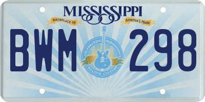 MS license plate BWM298