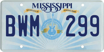 MS license plate BWM299