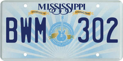 MS license plate BWM302