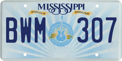 MS license plate BWM307