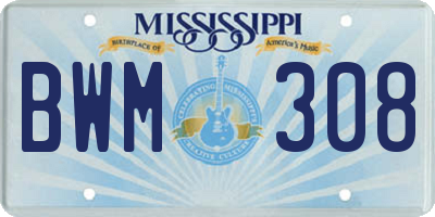 MS license plate BWM308