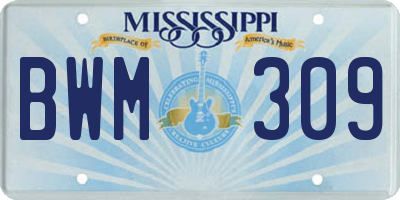 MS license plate BWM309