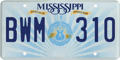 MS license plate BWM310