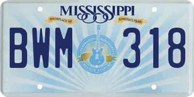 MS license plate BWM318