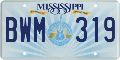 MS license plate BWM319