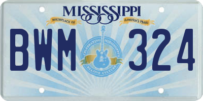 MS license plate BWM324