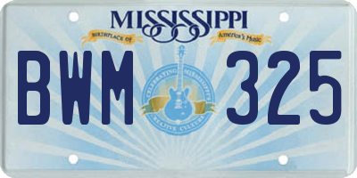 MS license plate BWM325