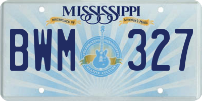 MS license plate BWM327