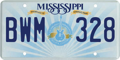 MS license plate BWM328