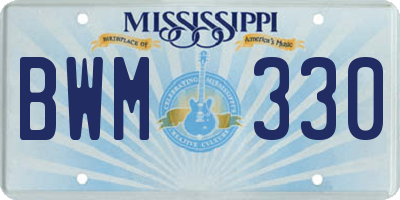 MS license plate BWM330
