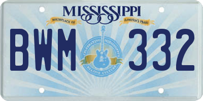 MS license plate BWM332