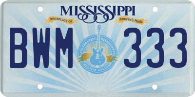 MS license plate BWM333