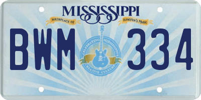 MS license plate BWM334