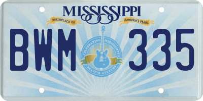 MS license plate BWM335