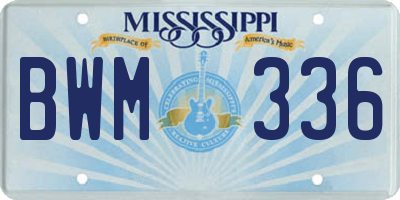 MS license plate BWM336