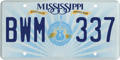 MS license plate BWM337