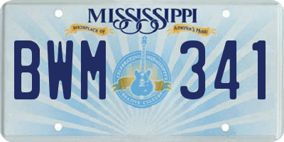 MS license plate BWM341