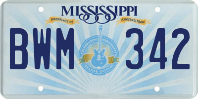 MS license plate BWM342