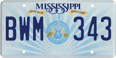 MS license plate BWM343
