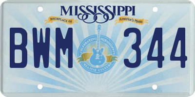 MS license plate BWM344