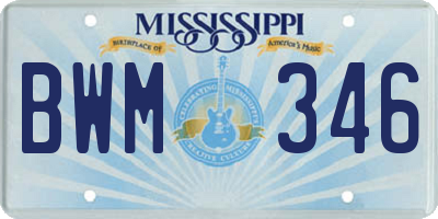 MS license plate BWM346
