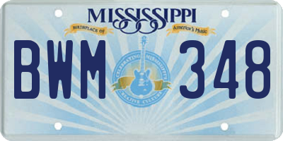 MS license plate BWM348