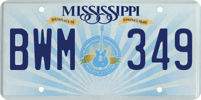 MS license plate BWM349