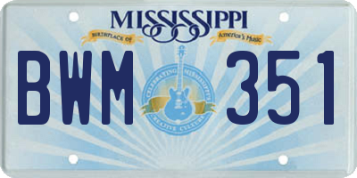 MS license plate BWM351