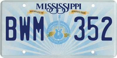 MS license plate BWM352