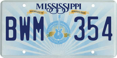 MS license plate BWM354