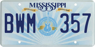 MS license plate BWM357