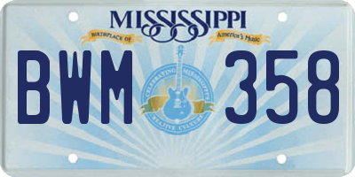 MS license plate BWM358