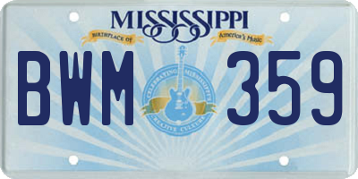 MS license plate BWM359