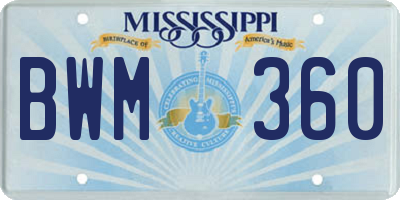 MS license plate BWM360