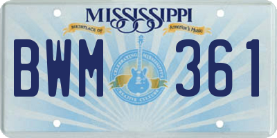MS license plate BWM361