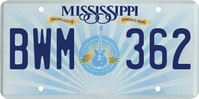 MS license plate BWM362