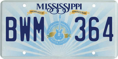 MS license plate BWM364