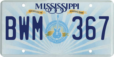 MS license plate BWM367